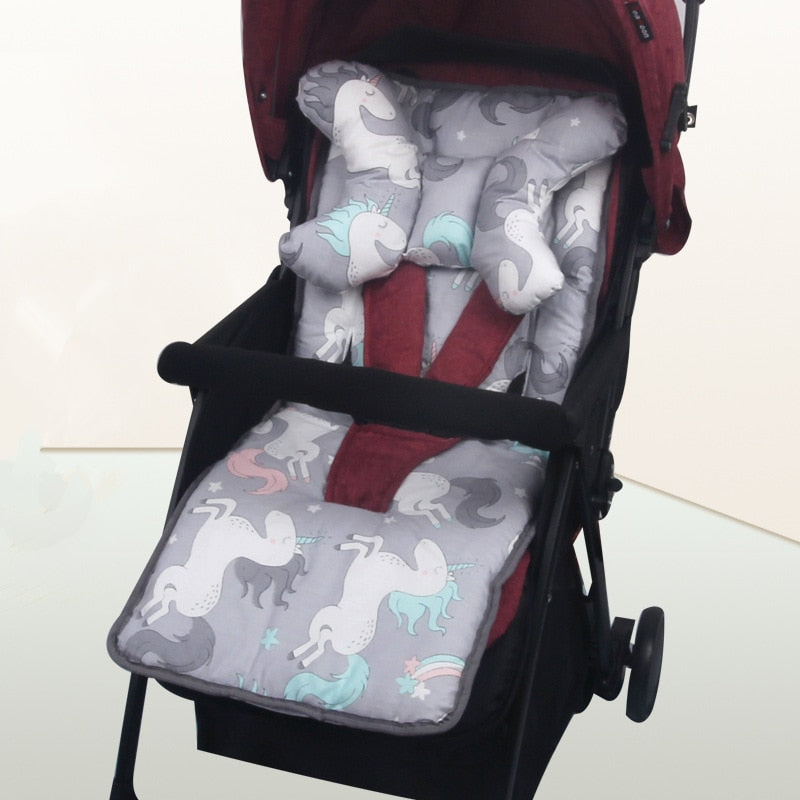 Baby Stroller Cushion Pad with Pillow Cotton Mat Stroller Seat Mat Accessories Stroller Pad Soft Warm Carriage Seat