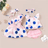 2020 Summer Baby Girls Clothing Newborn Kid Baby Girl Clothes Dot Print Fly Sleeve Tops+ Ruched Shorts Headband Outfits Baby Set