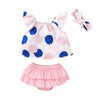 2020 Summer Baby Girls Clothing Newborn Kid Baby Girl Clothes Dot Print Fly Sleeve Tops+ Ruched Shorts Headband Outfits Baby Set